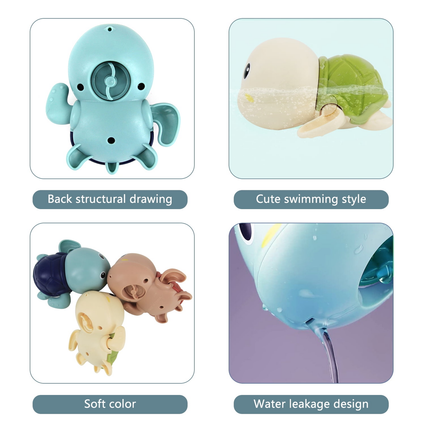 3-Pack Turtle Bathtub Toys
