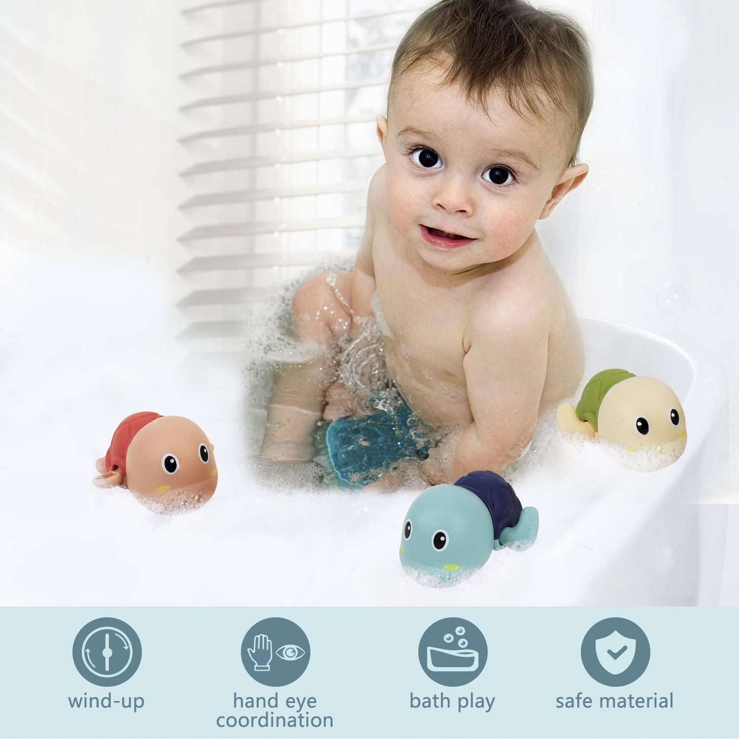 3-Pack Turtle Bathtub Toys